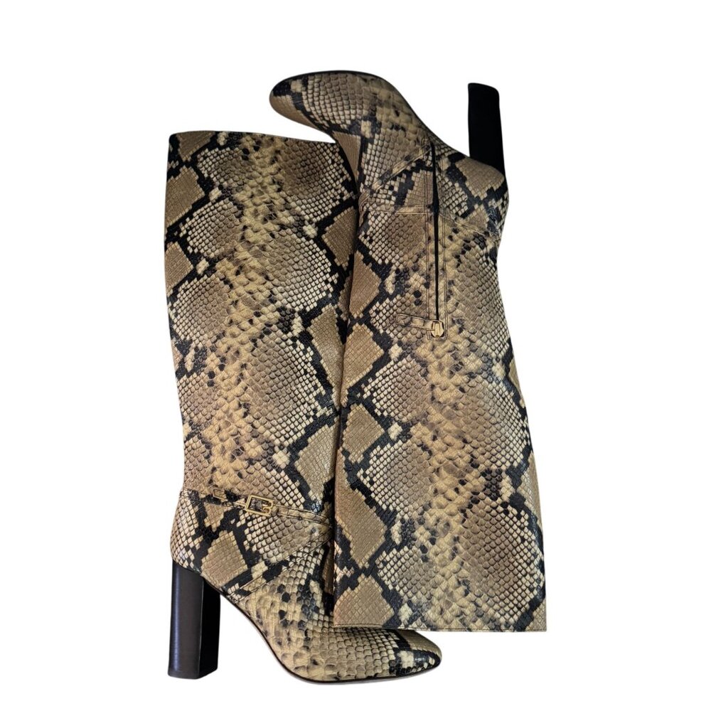 Tory Burch Pull On Snake Embossed Leather Knee High Boot, Size 6.5M WORN ONCE - Picture 6 of 9